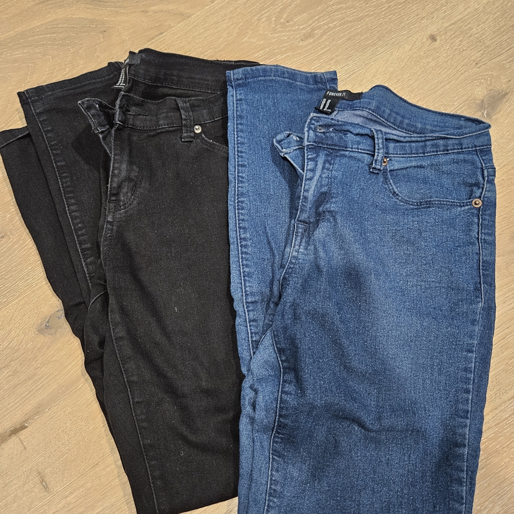 Forever 21 Black and Blue Skinny Jeans